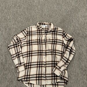 Old Navy Beige and Black Plaid Casual Shirt